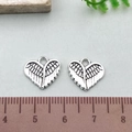 DIY jewelry making supplies vintage heart wings charms in antique silver alloy finish - Mini Heart Wing (13335)