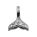 Antique silver alloy whale tail pendant with vintage floral embossed textures - Mermaid Tail