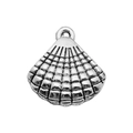 Antique silver seashell pendant charm for DIY jewelry making and keychain accessories - Shell