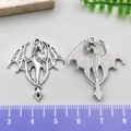 Antique silver dragon charm pendant for DIY jewelry making and keychain accessories - Winged Dragon Pendant (21409)