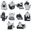 Cartoon black and white cats reading books DIY pendants for necklaces and keychains set - Mixed Reading Cat Series (SN1089)