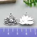Antique silver fox lotus pendant for DIY jewelry making with retro carved details - Nine-tailed Fox Pendant (21414)
