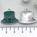 Pendentif chapeau vert St. Patrick avec trèfle pour la création de bijoux DIY - Chapeau Trèfle K Blanc (18453)
