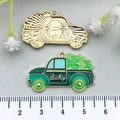 Pendentifs camion trèfle vert pour bijoux DIY de la Saint-Patrick en alliage de zinc - Camion Trèfle Or KC (21832)
