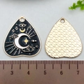 Black heart tarot pendant with sun and moon gold-plated mystical charms for DIY jewelry - Moon (SN1090)
