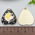 Enamel tarot sun moon heart pendant with golden woven texture back for DIY jewelry - Sun (SN1090)