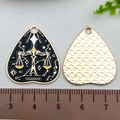 Golden heart Libra tarot pendant with black enamel finish for DIY jewelry crafting - Scales (SN1090)