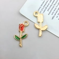 DIY μενταγιόν τριαντάφυλλο με κόκκινο σμάλτο και χρυσό φινίρισμα για κατασκευή κοσμημάτων - Κόκκινο Τριαντάφυλλο (9x18mm) (10988)