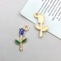 DIY μενταγιόν τριαντάφυλλο από κράμα χρυσού με μπλε σμάλτο για κατασκευή κοσμημάτων - Μπλε Τριαντάφυλλο (9x18mm) (11966)