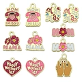 Ciondoli a cuore e MOM in lega colorata per collane e braccialetti della festa della mamma - Set Misto di Smalto Festa della Mamma (SN1203)