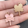 Pink heart lollipop charms with LOVE letter and bow for DIY jewelry making - 1 Piece LOVE Bow Lollipop Style (21116)