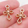 Hollow rose gold cross pendant for DIY jewelry making featuring a polished geometric design - 1pc Hollow Rhombus Cross 16x10mm (20328)