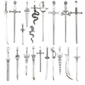 Set of 18 vintage silver gladiator sword charms for DIY necklaces and crafts - Assorted Antique Silver Sword Charms (SN791)