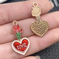 Pink heart and rose alloy charms with LOVE engraving for DIY jewelry making and keychains - 1 Piece LOVE Rose Perfume Bottle Style (21461)