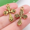 DIY vintage gold alloy cross pendants with intricate textured patterns for jewelry making - Cross Style (20371)