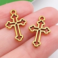 Vintage gold hollow cross pendant accessory for DIY jewelry making and bracelets - Hollow Cross Style (20373)