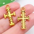 Golden alloy cross charms with spiral vintage designs for DIY jewelry making - Rope Wrapped Cross Style (20375)