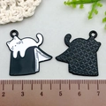 Cartoon black and white cat reading book enamel pendant for DIY jewelry, 2.8cm size - Cat Lying On Book Style (21795)