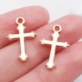 Vintage KC gold plated alloy cross charms for DIY jewelry making and bracelet beads - 1pc Cross 19x12mm (20342)