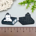 Cartoon white cat reading on a black book enamel charm for DIY jewelry making - Dazed Cat Style (21797)