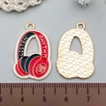 Ciondolo cuffie hip hop in smalto rosso e nero in lega per accessori fai da te - Cuffie Rock Rosse (21784)