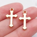 Vintage KC gold plated cross charms for DIY jewelry making and bracelet beads - 1pc Cross 19x11mm (20344)