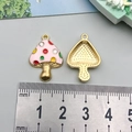 Pink mushroom alloy enamel pendants with colorful dots for DIY jewelry making - Pink