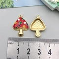 Red mushroom alloy pendant with colorful polka dots for DIY jewelry 18x16mm - Red