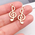 Golden music treble clef pendants for DIY jewelry making such as bracelets and earrings - Music Note (18260)