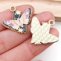 Colorful butterfly and moon enamel alloy charm pendant for DIY jewelry making - Patterned Butterfly Style (18699)