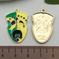 Colorful Mardi Gras mask charms in green, yellow and purple with golden metal back - Tricolor Crying Face Mask