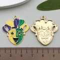 Classic purple green yellow enamel clown mask charm for DIY jewelry making - Tricolor Smiling Face Hood