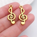 Paar goldene Violinschlüssel-Anhänger für DIY-Schmuck und Halskettenzubehör - Violinschlüssel-Stil