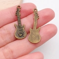 Antique bronze guitar-shaped alloy charms for DIY jewelry making with detailed texture - Electric Guitar (712)