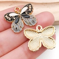 Colorful enamel butterfly charm pendant in black and white for DIY jewelry making - Patterned Butterfly Style (19024)