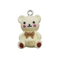 Pendentif ours mignon en résine avec nœud rose et imprimé LOVE pour bijoux DIY - Ours Jaune Clair