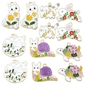 DIY cartoon fox and floral enamel alloy charms for necklaces and earrings crafts - Mixed Floral Animal Enamel Charms Set (SN731) / Set of 12 / Colorful