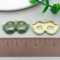 Golden carnival mask pendant with textured back and hanging loop for DIY jewelry - Masquerade Glasses