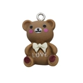 Pendentif ours en résine marron avec texte LOVE et nœud blanc pour bijoux DIY - Ours Gris