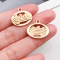 Goldener KC Legierung Oval-Anhänger mit Notenschlüssel und Noten für DIY-Schmuck - Runde Musiknote (20935)