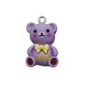 Pendentif ours mignon en résine violette avec nœud jaune pour bijoux DIY - Ours Violet