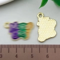 Colorful alloy smiley face charm with gold textured back for DIY jewelry making - Mardi Gras Pendant