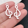 Silberne Violinschlüssel Musiknoten Anhänger am Finger für DIY Schmuckzubehör - Lange Musiknote (20915)