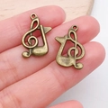 Antique bronze music note alloy charms for DIY necklaces and bracelets, handmade accessory - Double Note (20898)