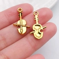Zwei glänzende goldene Violine Anhänger aus Legierung für DIY Schmuckherstellung - Violinen Stil
