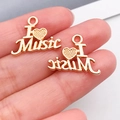 Vergoldeter Legierungsanhänger mit 'I Love Music' Design für DIY Schmuck und Armbänder - Herz MUSIC (20941)