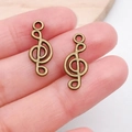 Antique bronze treble clef music note pendants for DIY jewelry making and crafts - Small Note (20900)
