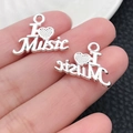 Silberne Musik Herz Anhänger aus Legierung für DIY Schmuck und Ohrring Zubehör - Herz Musik (20919)