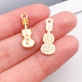 Goldener Geigen-Anhänger für DIY-Schmuck, Armbänder und Ohrringe als Zubehör - Musikgitarre (20943)