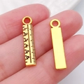 Golden alloy mini ruler charms with 1-6 scale markings for DIY necklace and keychain making - Ruler 5x24mm (20240)